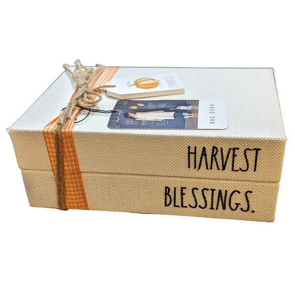 Rae Dunn Fall HARVEST BLESSINGS Stacked Books Decor - Picture 1 of 6